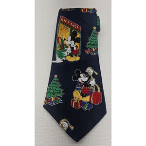 Disney Mickey Unlimited Navy Blue Christmas Mickey Mouse Neck Tie